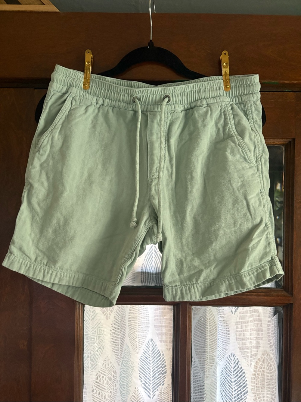 Marine Layer Mens 100% Cotton Lounge Beach Shorts Small S Moss Green Drawstring - Picture 7 of 8